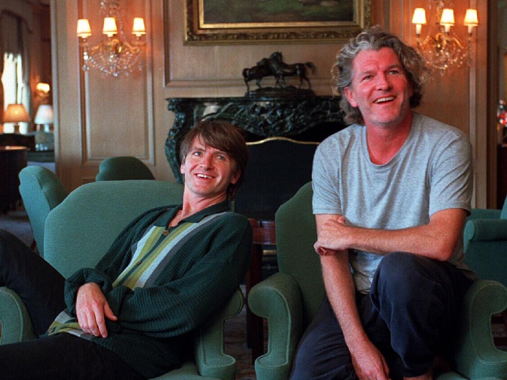 Brothers Neil (L) and Tim Finn, previously from band Split Enz, Neil Finn lead singer of group Crowded House.