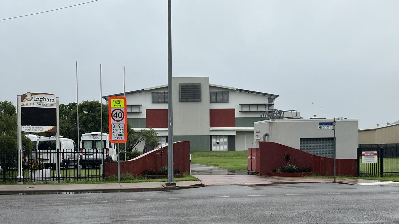 The Hinchinbrook evacuation centre at Ingham State High School. Photographs of the Ingham floods 2025 in Hinchinbrook Shire, North Queensland. Picture: Cameron Bates