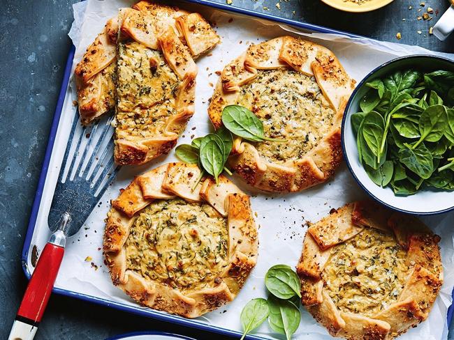 These pies contain zucchini and cheddar.