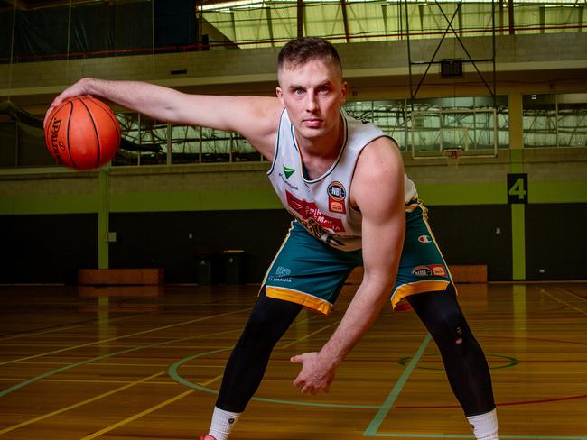 Tasmania JackJumpers unveil new player, American forward Ian Hummer.Picture: Linda Higginson