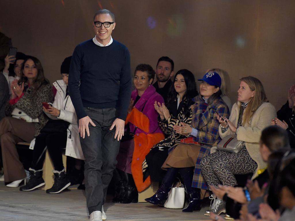 Coach’s designer Stuart Vevers walks the runway in New York today. Picture: AFP 