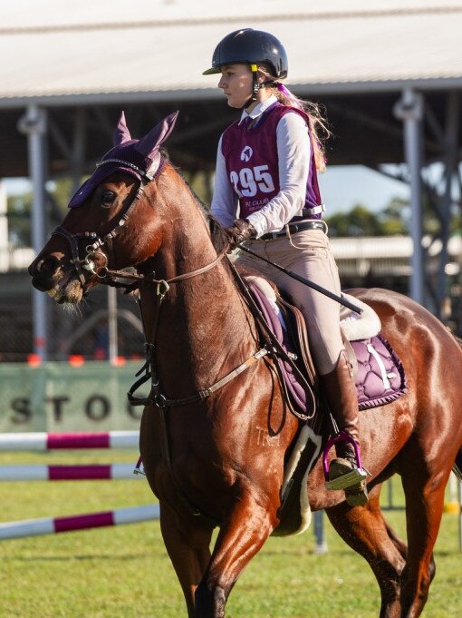 Kirrah Paten looks to the next fence at the PQC State Showjumping Championships 2023.