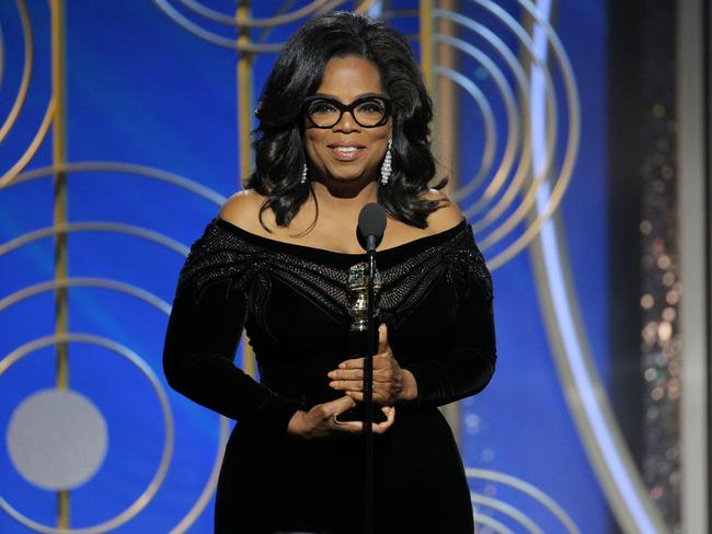 Oprah Winfrey accepting the Cecil B. DeMille Award at the 75th Annual Golden Globe Awards. Picture: AP