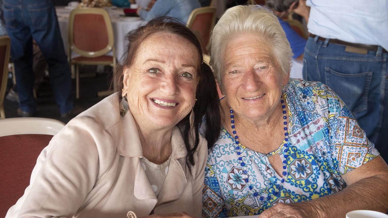 Fellow gardeners and cousins, Sheryl Lothian (left) and Shirley Cronk. The Chronicle Garden Competition Launch at the Glenvale Room, Toowoomba Showgrounds. Thursday, April 20, 2023. Picture: Nev Madsen.