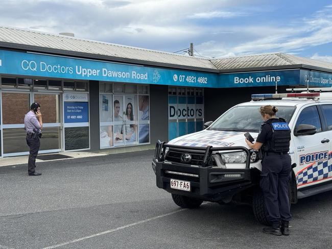 Police attend the doctors' surgery were a man presented with serious wounds from an alleged machete attack.