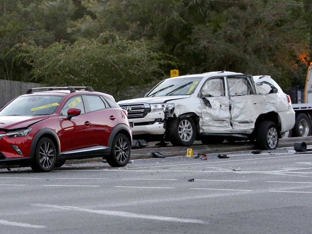 Emergency services were called to a three-vehicle crash. Picture: Steve Pohlner