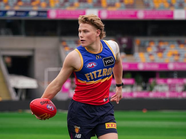 Levi Ashcroft trains with the Brisbane Lions after formally confirming his desire to join the club as a father-son selection at the upcoming AFL national draft.