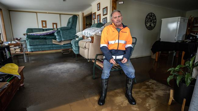 Leigh Milgates house copped the brunt of the high waters on his corner block. Picture: Jason Edwards