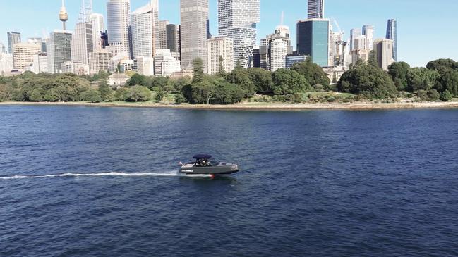 Electric Candela C8 motor yacht on Sydney Harbour. Photo: Supplied