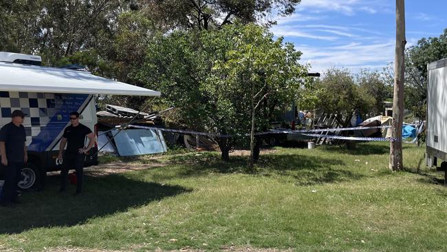 A multi-day search by Mildura police at a rundown Pumps Rd address in Red Cliffs allegedly uncovered a cache of guns, ammo and chemicals. Picture: Stuart Kavanagh