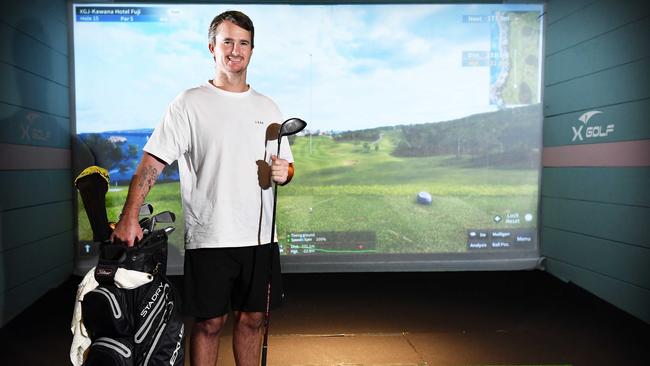 Chris Perry is using golf to recover from spinal injuries. Picture: Patrick Woods.