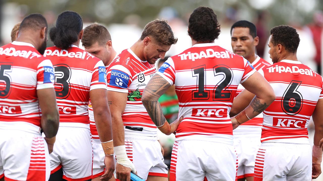 The Dragons look during the Charity Shield match. (Photo by Mark Kolbe/Getty Images)