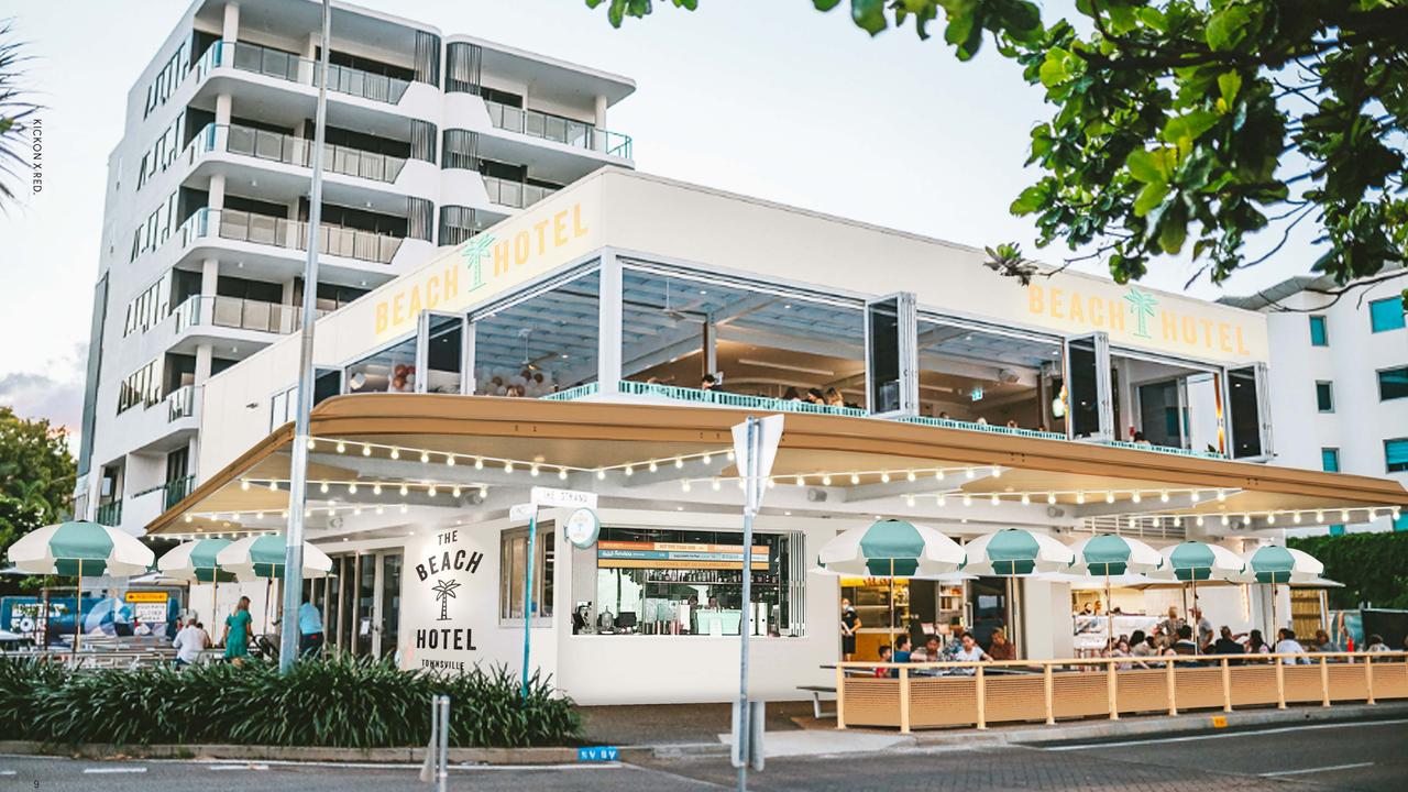 The Strand’s Anelay Rooftop Bar and Restaurant has been renamed The Beach Hotel. Picture: Kickon Group.