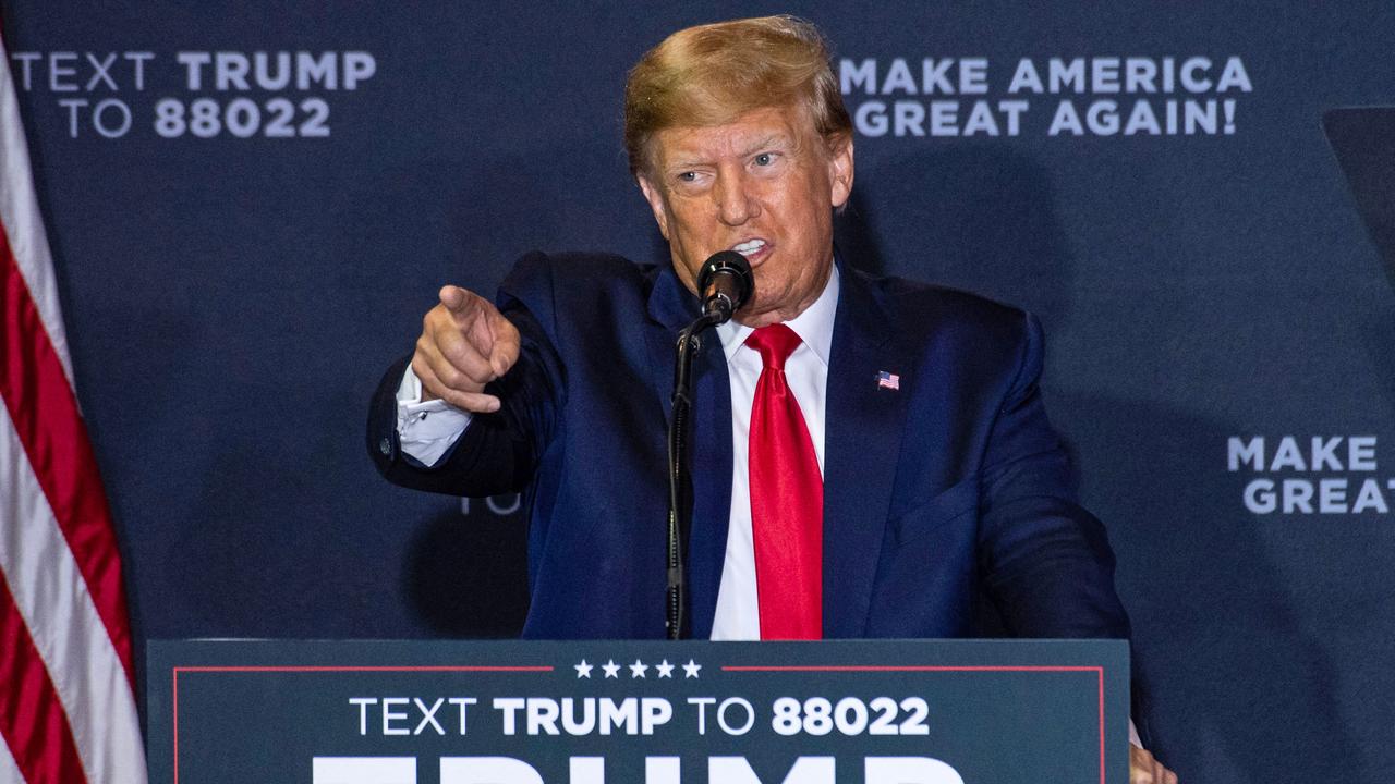 Former US President Donald Trump speaks during a Make America Great Again rally in Manchester, New Hampshire. Picture: AFP