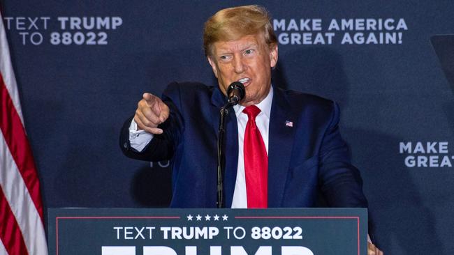 Former US President Donald Trump speaks during a Make America Great Again rally in Manchester, New Hampshire. Picture: AFP