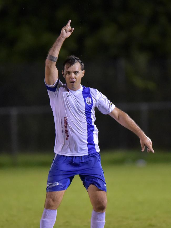 Woombye's Craig Hawkins celebrates scoring a goal. Picture: File