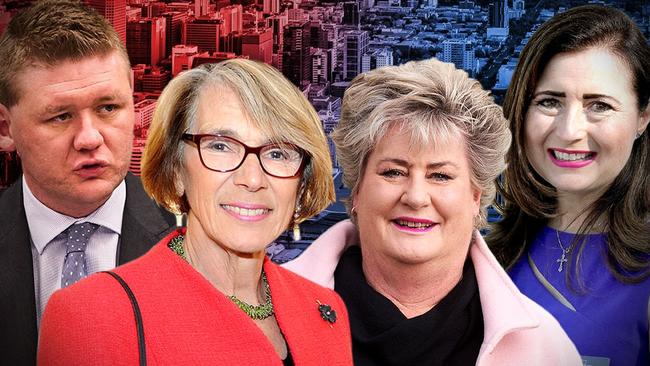 Labor Party members Lucas Jones and Jane Lomax-Smith alongside Liberal Party members Elizabeth Fricker and Rachel Sanderson.