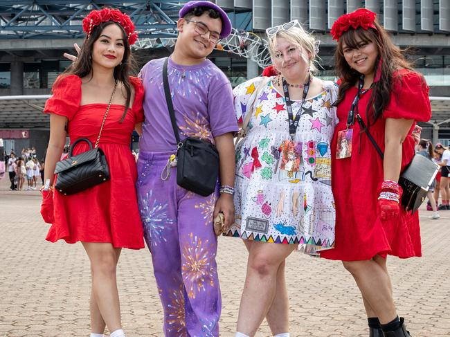 SYDNEY, AUSTRALIA - Daily Telegraph Photos February 26, 2024: Ro, Myron, Talysha and Rozie at Taylor Swift's The Eras Tour concert held at Accor Stadium in Sydney. Picture: Christian Gilles