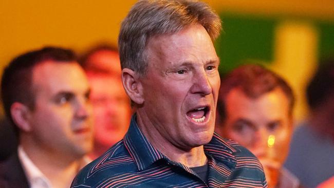 Former Geelong footballer and identity Sam Newman is seen during the Code War Boxing night at Margaret Court Arena in Melbourne, Friday, November 15, 2019. (AAP Image/Michael Dodge) NO ARCHIVING, EDITORIAL USE ONLY