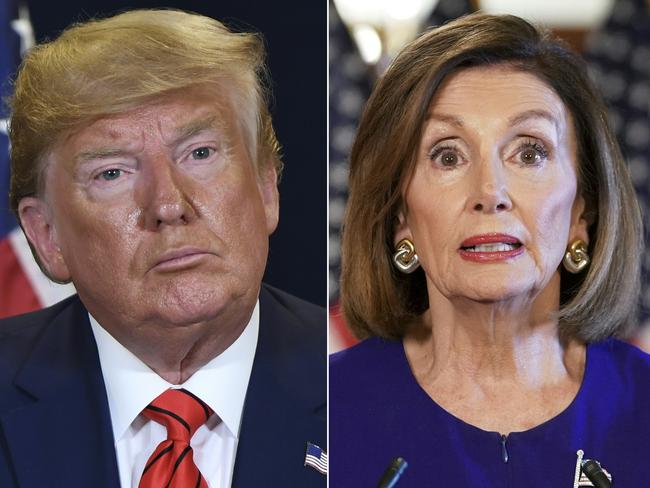 (FILES) In this file combination of pictures created on September 24, 2019 shows US President Donald Trump at UN Headquarters in New York and US Speaker of the House Nancy Pelosi, Democrat of California, in Washington, DC, both taken on September 24, 2019, - US House Speaker Nancy Pelosi said January 10, 2021, she was ready to start second impeachment proceedings against President Donald Trump unless he was removed from office within days. (Photos by SAUL LOEB and MANDEL NGAN / AFP)