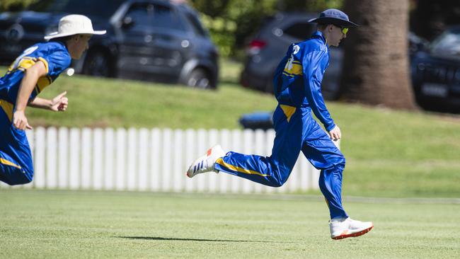 Toowoomba Grammar School cricketers field against Cranbrook.