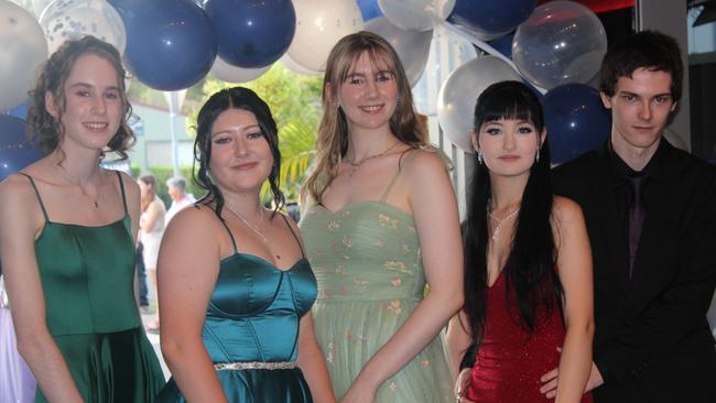 Rose, Jazmyne McGuire, Tara Goold and Barry Donney at the Beerwah State High School formal 2023.