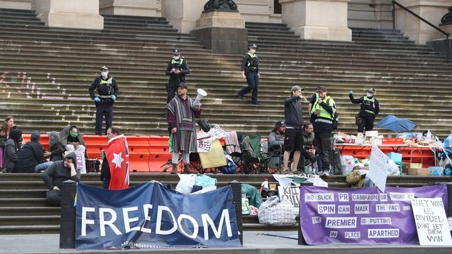 Protesters have “occupied Spring St” amid debate on the legislation this week.