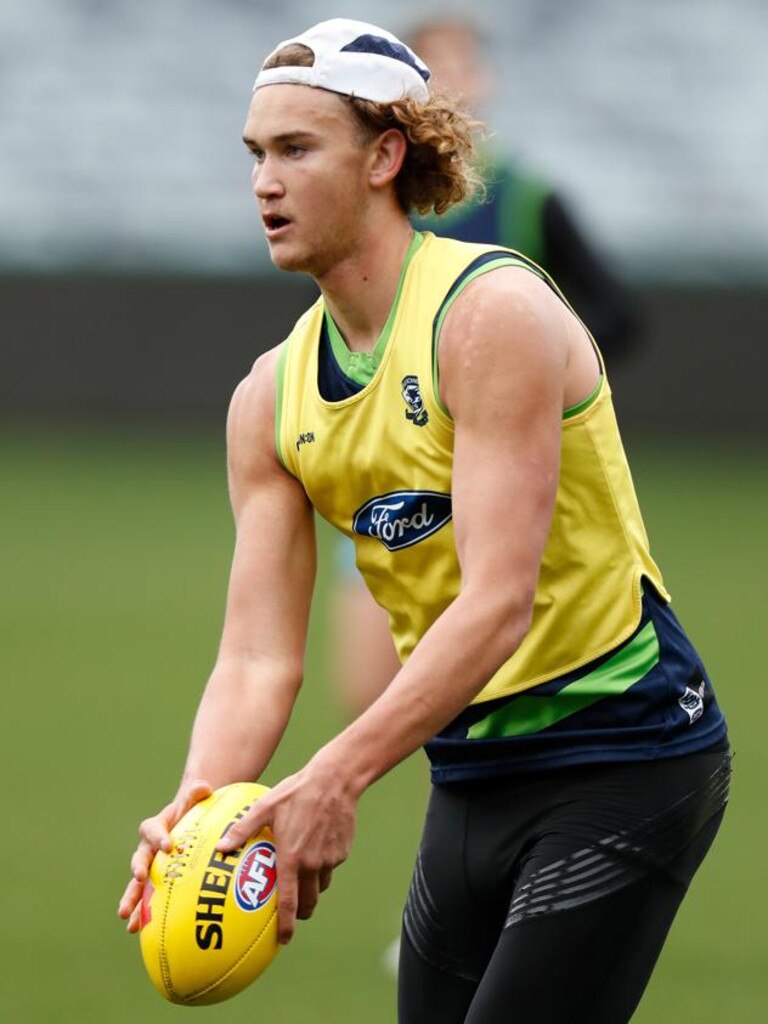 Blake Schlensog is back in the draft frame after being delisted by the Cats. Picture: Michael Willson/AFL Photos via Getty Images
