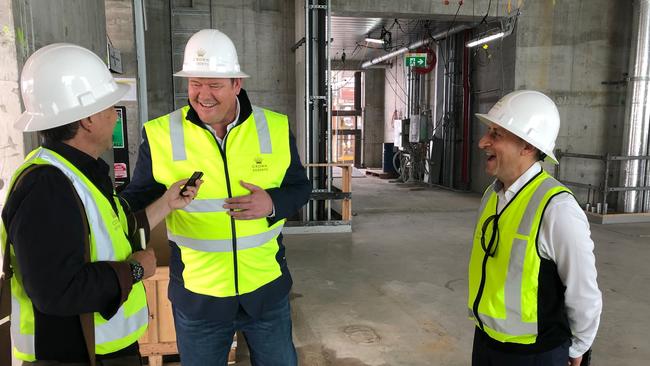 James Packer tours Crown Resorts development site at Barangaroo in Sydney. Picture: Supplied.