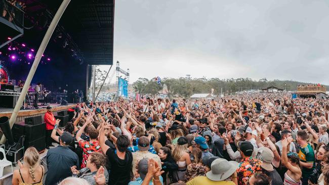 A large crowd enjoys the Toto performance at Falls. Picture: Claudia Ciapocha