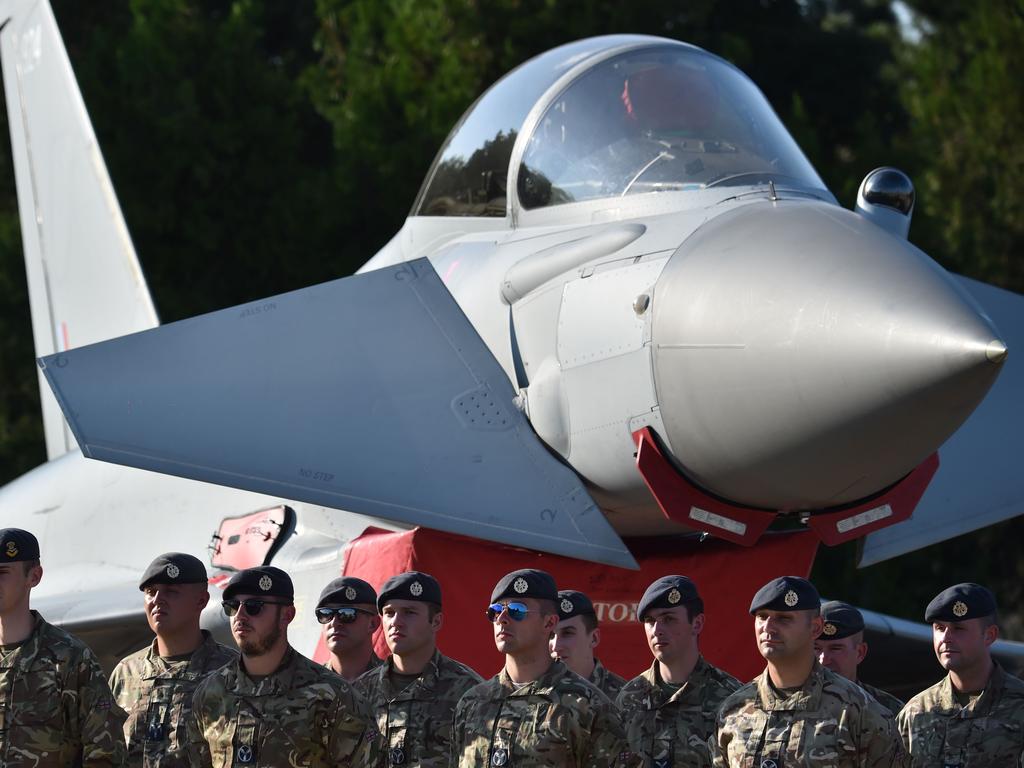 A Typhoon at Mihail Kogalniceanu 57 Air Base near Constanta, Romania. The Typhoon is Europe’s primary fighter design. Picture: AFP