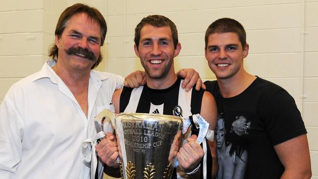 Travis Cloke, centre, shared the 2010 replay win with father David and brother Cameron. Picture: NewsCorp