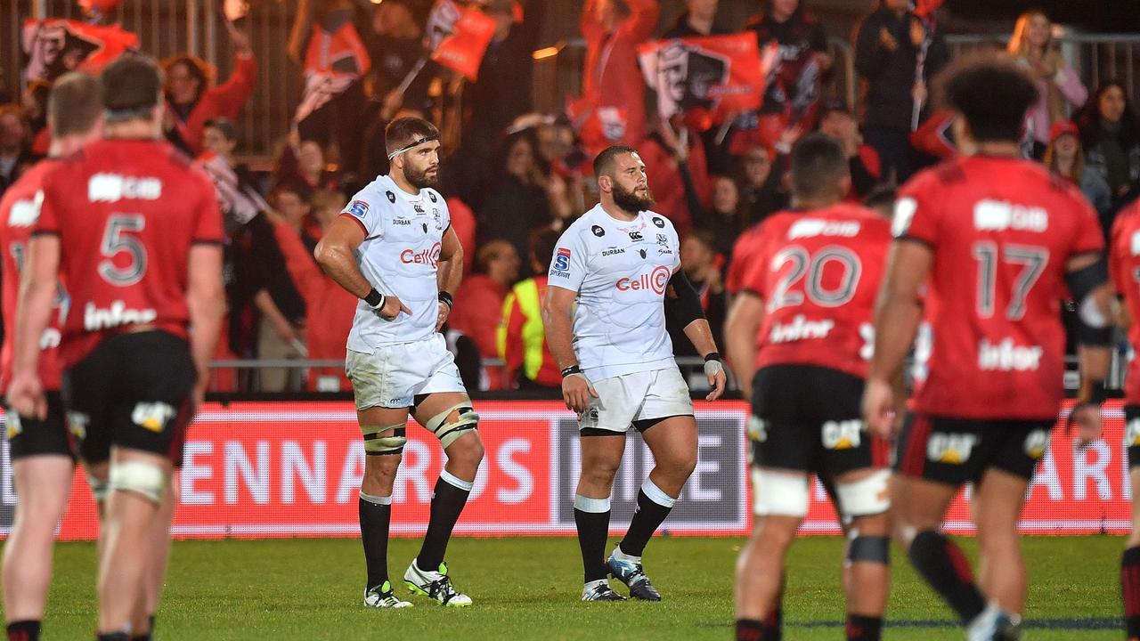 Sharks Ruben van Heerden and Thomas du Toit look dejected after their draw.