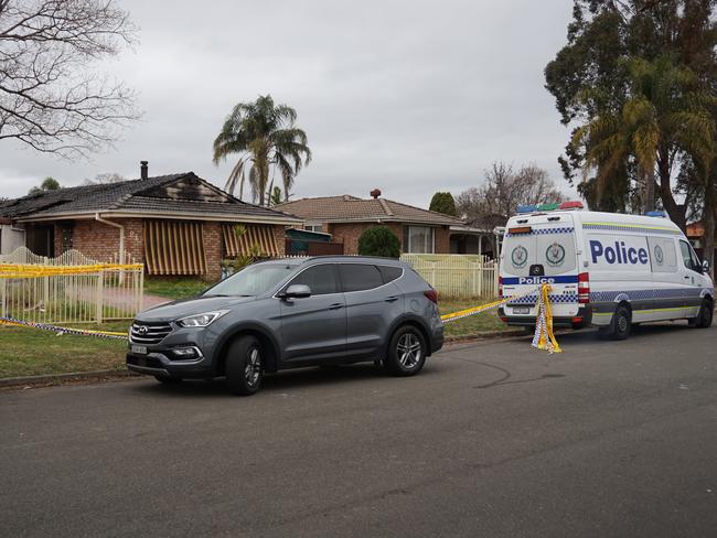 A fire led to the death of an unidentified person at a home on Merinda Pl, Bonnyrigg. Picture: Tony Ibrahim