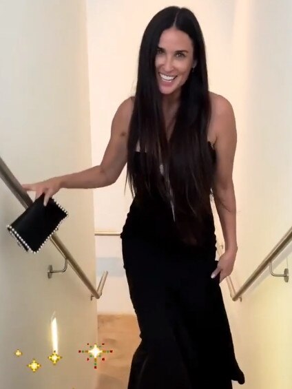 Demi Moore changed into a simple but sexy black dress after the wedding. Picture: Instagram/StellaMcCartney.