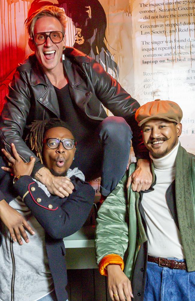 Simba Mak, Josh Lefers and Aloyh Tes at the opening. Picture: Sam Tabone