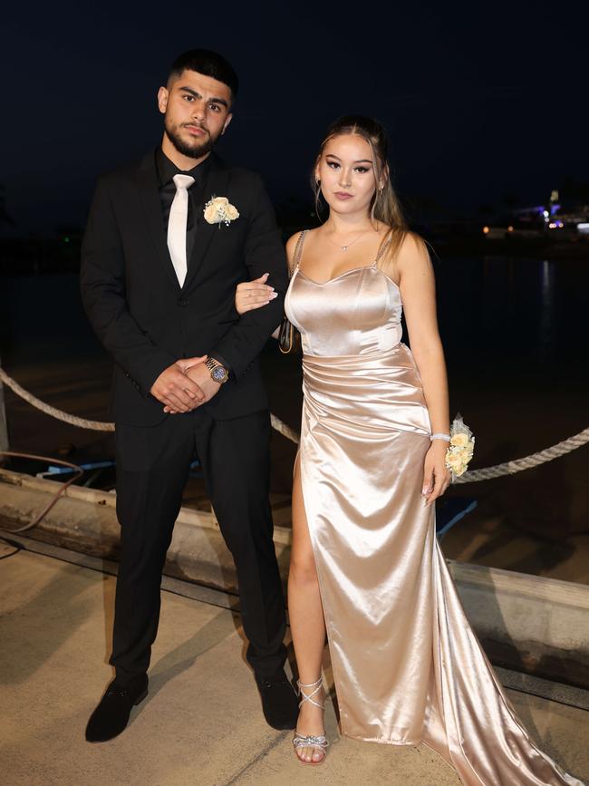 Abdulla Rajab and Naomi Wright at the Southport State High School Formal at SeaWorld. Picture, Portia Large.