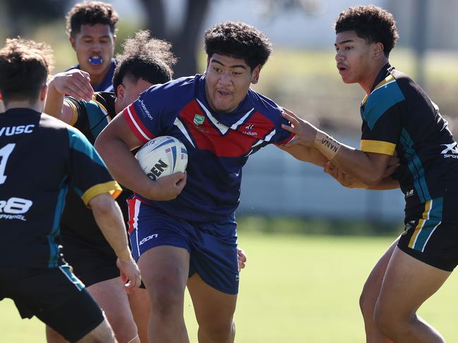 Hallam Senior College big man Ezekiel Tausili has been terrorising Storm Cup rivals for several years now. Pic: Michael Klein