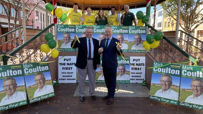 Incumbent Parkes MP Mark Coulton with Riverina MP Michael McCormack.