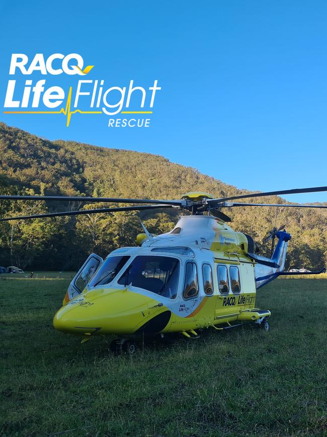 A Toowoomba RACQ LifeFlight Rescue helicopter crew flew the woman to hospital. Picture: LifeFlight Media