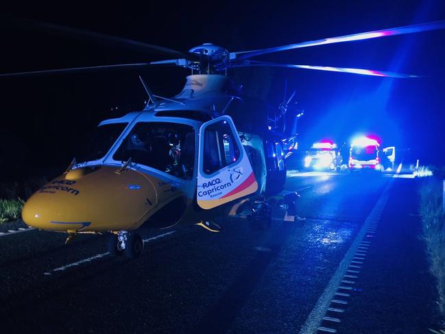 RACQ Capricorn Rescue on scene for the rollover near Duaringa on Sunday night (January 8).