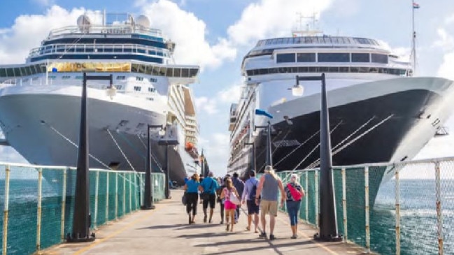 Examples of a cruise ship terminal in The Spit master plan.