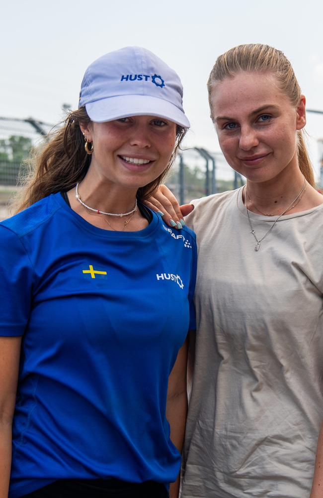 Matilda Saxer and Erica Nilsson from Hust Halmstad at the 2023 Bridgestone World Solar Challenge, Hidden Valley Raceway, Saturday, October 21, 2023. Picture: Pema Tamang Pakhrin.