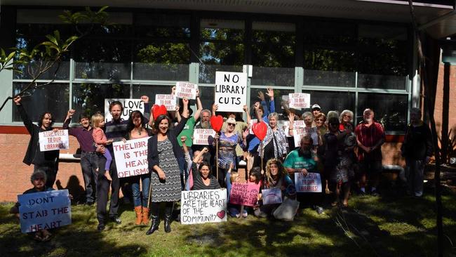 Greens MP Dawn Walker and Lismore Councillor Adam Guise fight together with the local community to save funding for Goonellabah Library. Picture: Samantha Library