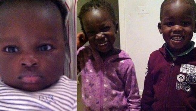 One-year-old Bol and four-year-old twins Madit and Hanger died after the 4WD they were in crashed into a lake at Wyndham Vale. Picture: Twitter.