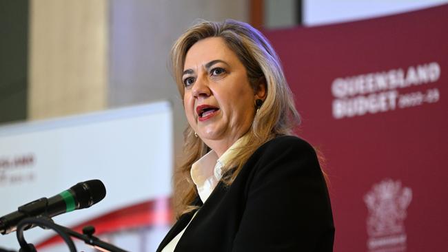 BRISBANE, AUSTRALIA – NewsWire Photos – June 21, 2022. Queensland Premier Annastacia Palaszczuk speaks during a press conference ahead of handing down the 2022-23 state budget. Picture: NCA NewsWire / Dan Peled