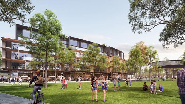 A visualisation of the village green at the revitalised Bonnyrigg Housing Estate. Picture: Planning documents