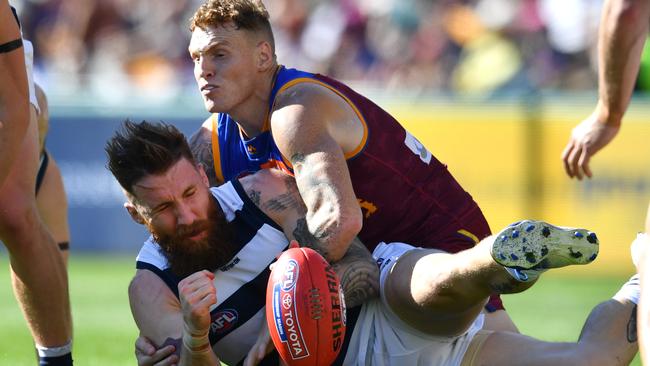 Brisbane Lions claimed top spot after a thrilling win over Geelong on Saturday. Picture: AAP Image/Darren England.