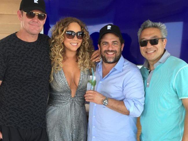 James Packer, Mariah Carey, Brett Ratner and Kevin Tsujihara in Cannes. Picture: Instagram