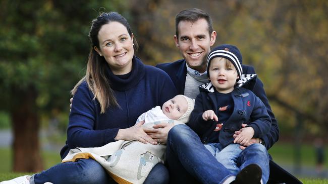 Ayesha with baby Hugo, husband Nathan and other son Charlie. Picture: David Caird